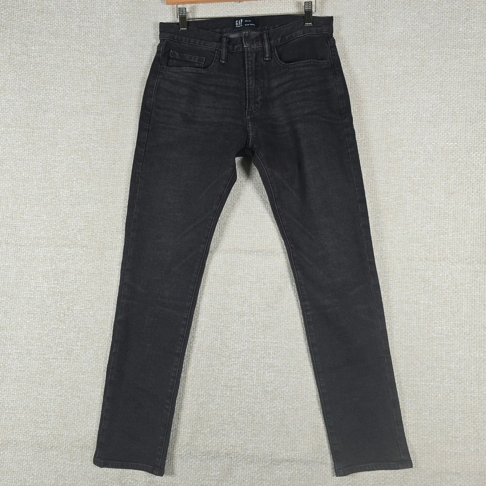 Gap Mens Slim Taper Jeans Black Stretch Denim Pants Size 29x30